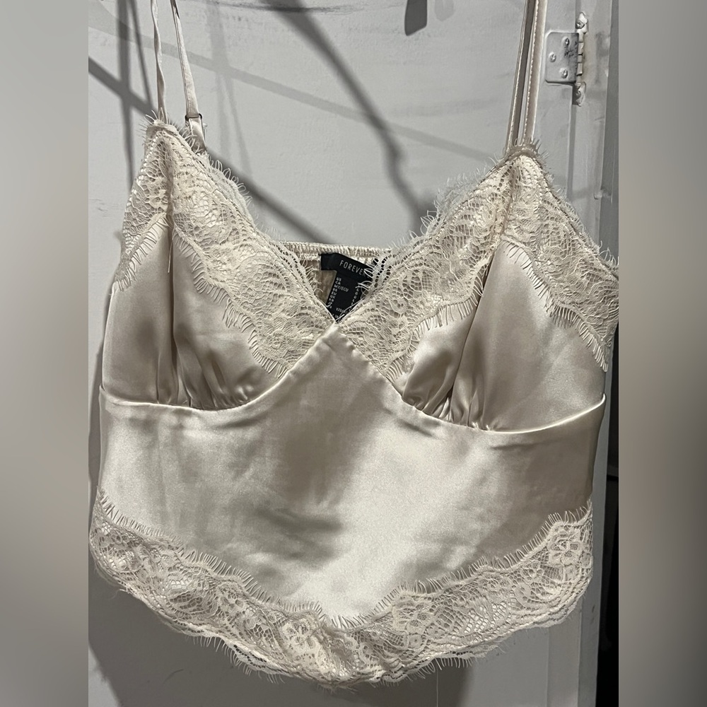 Forever 21 Cream Satin Lace Camisole
